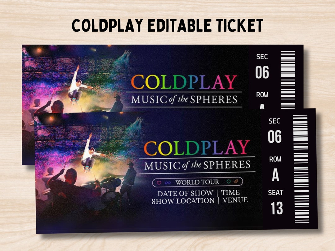 Coldplay Music of the Spheres Tour Ticket Coldplay Tour Etsy UK