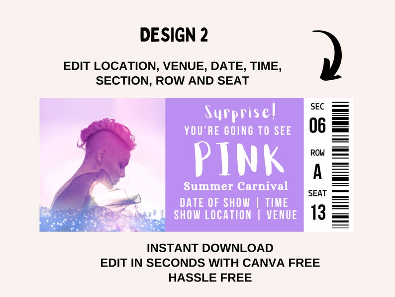 Surprise Pink Concert Tickets, Pink Summer Carnival Tour 2023 /2024