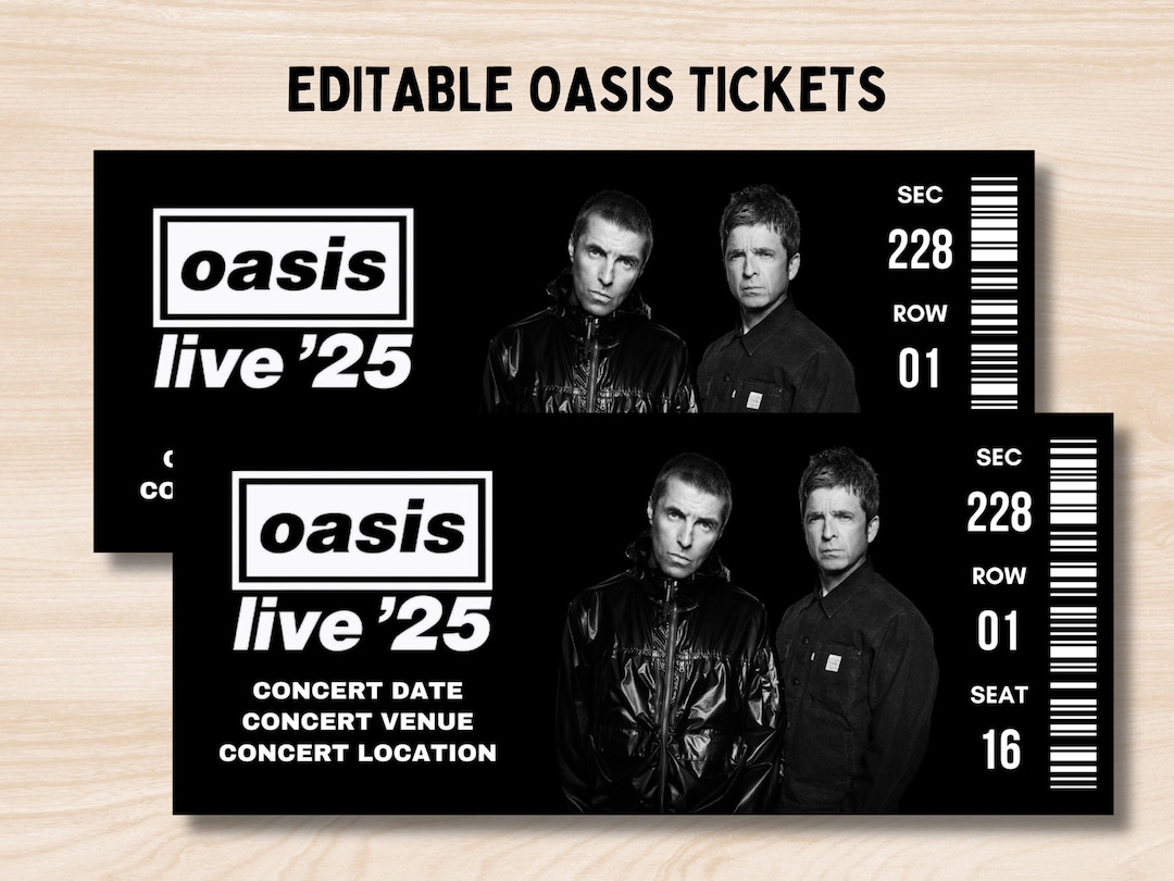 Oasis Tour Ticket, Oasis Live 25 Ticket, Oasis World Tour, Concert Ticket, Concert Ticket Gift