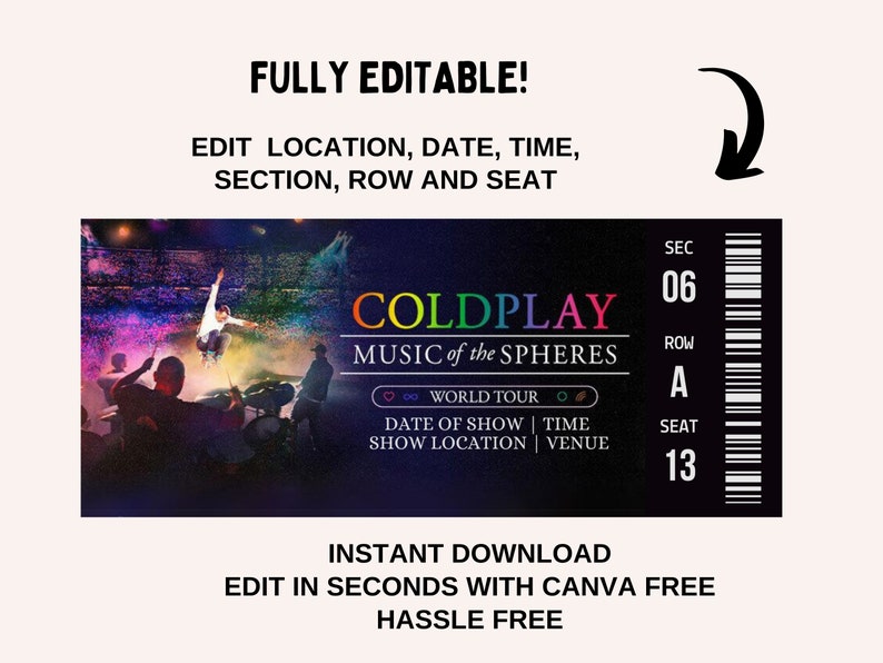 Coldplay Music of the Spheres Tour Ticket Coldplay Tour Etsy UK