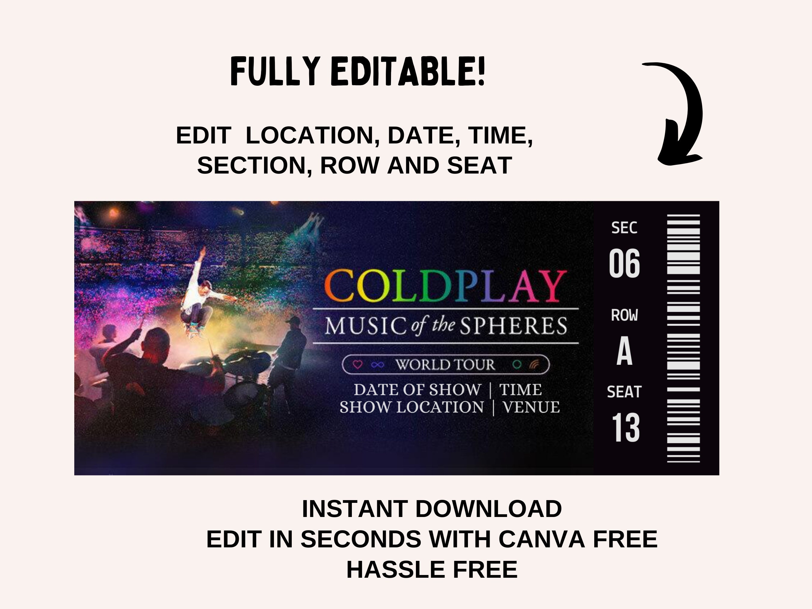 Coldplay Music of the Spheres Tour Ticket, Coldplay Tour Ticket, Music