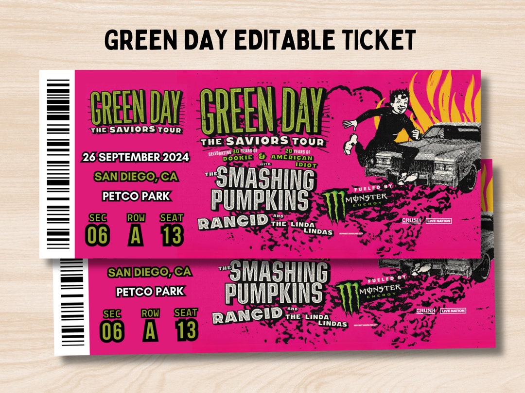 Green Day 2024 Tour, the Saviors Tour Ticket, Green Day Concert Ticket