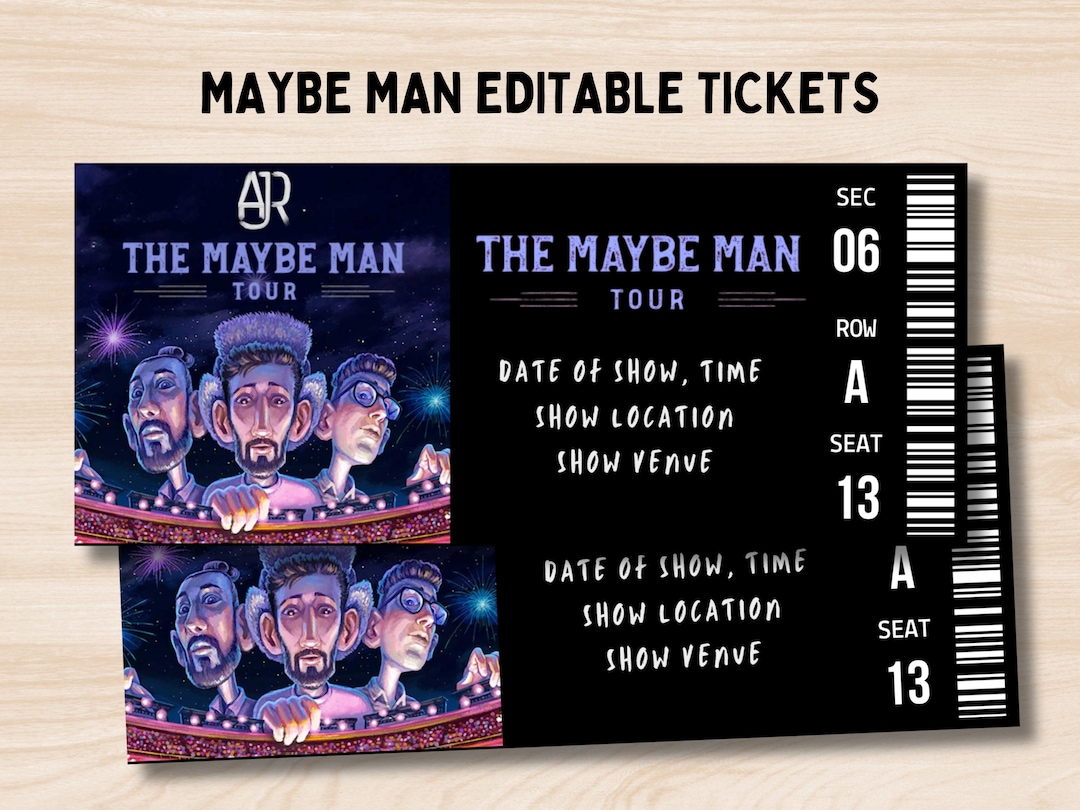 The Maybe Man Tour Ticket, AJR Ticket, AJR Tour, Personalized Printable