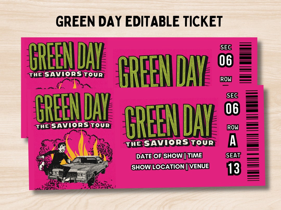 Green Day 2024 Tour, the Saviors Tour Ticket, Green Day Concert Ticket