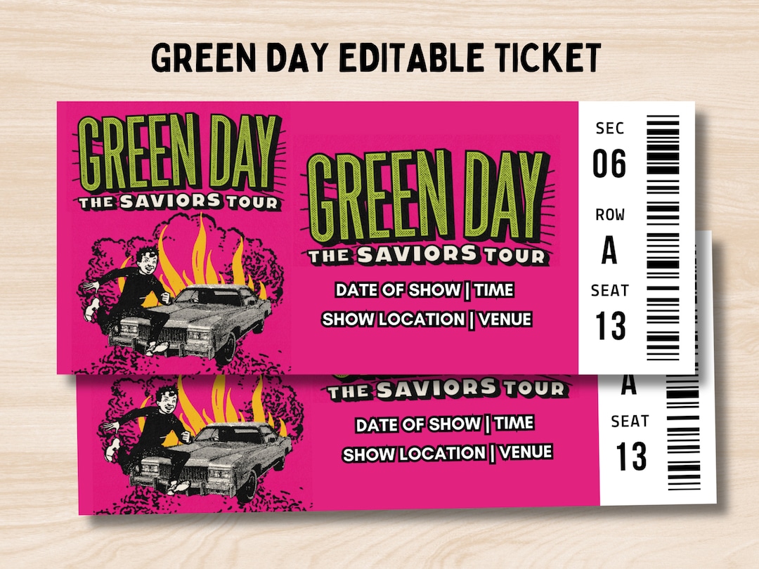 Green Day 2024 Tour, the Saviors Tour Ticket, Green Day Concert Ticket