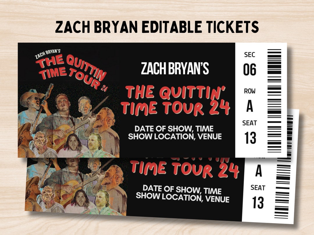 Zach Bryan the Quittin' Time Tour Tour Ticket Stub, Zac Bryan Ticket