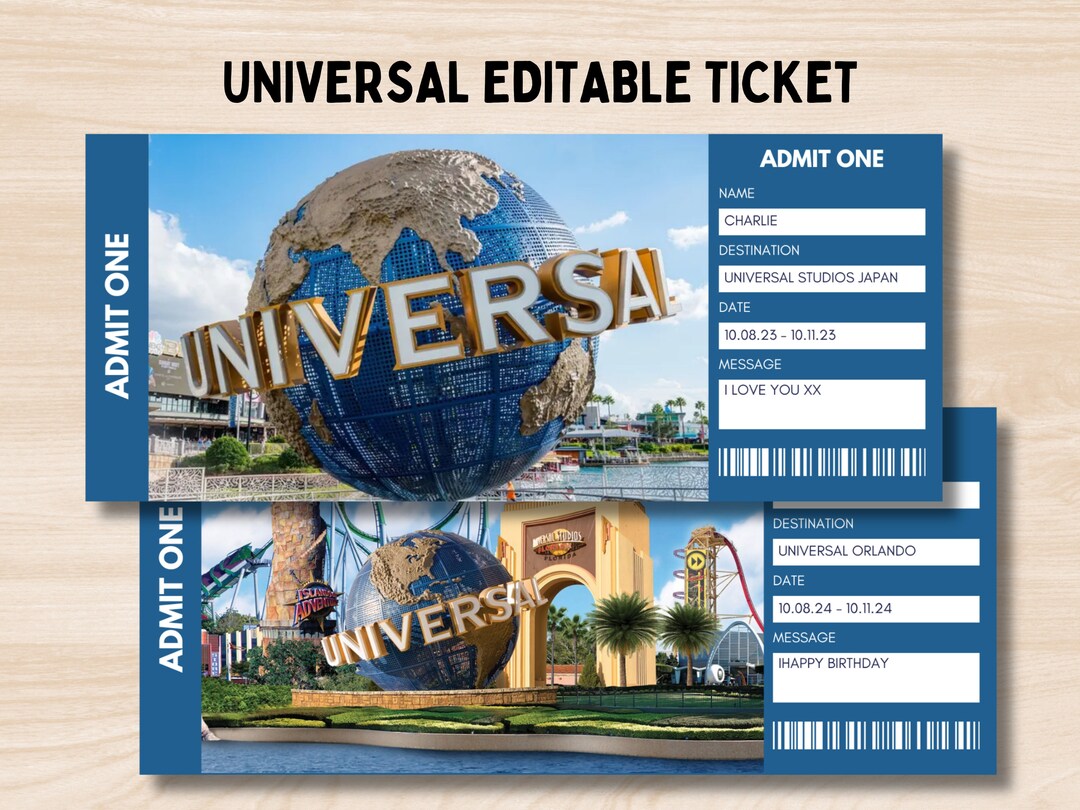 Editable Universal Trip Ticket, Universal Gift Ticket, Universal ...
