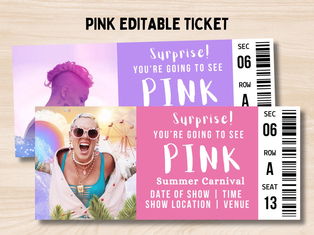 Surprise Pink Concert Tickets, Pink Summer Carnival Tour 2023 /2024