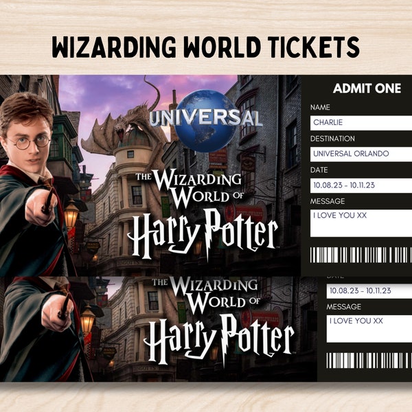 Editable Wizarding World Ticket, Universal Trip Ticket, Universal Gift Ticket, Printable Surprise Trip Ticket, Universal Trip Keepsake