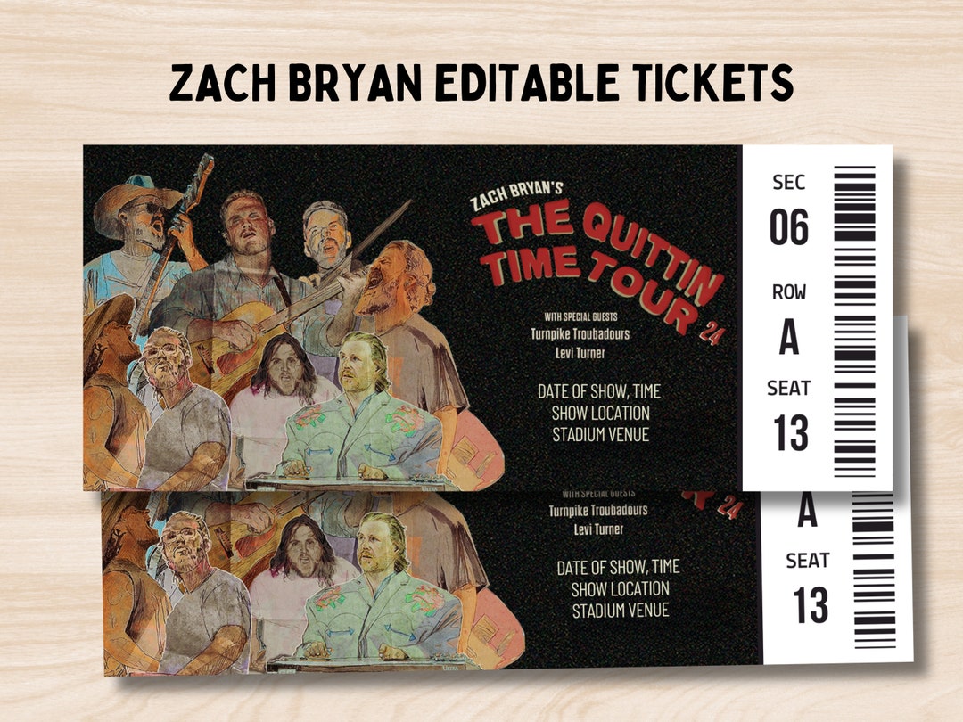 Zach Bryan the Quittin' Time Tour Tour Ticket Stub, Zac Bryan Ticket