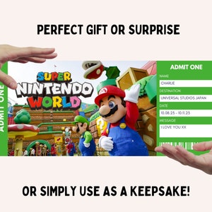 Super Nintendo World, Billet Universal Trip modifiable, Billet cadeau universel, Super Mario Surprise Universal Studios, Billet de voyage imprimable image 6