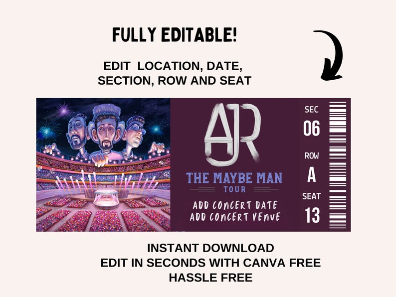 The Maybe Man Tour Ticket AJR Ticket AJR Tour Personalized Etsy Australia