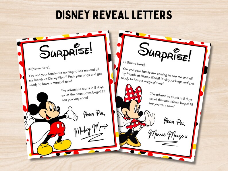 Editable Letters From Mickey and Minnie Disneyland Reveal - Etsy Australia