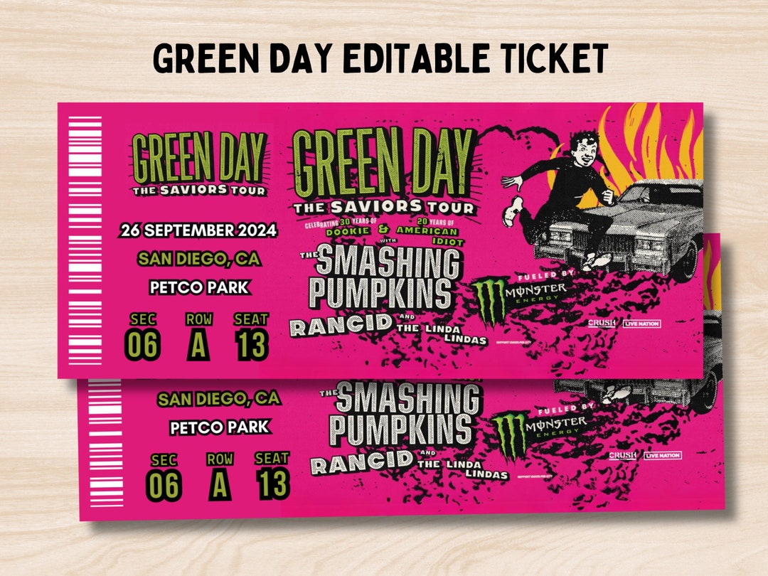 Green Day 2025 Tour, the Saviors Tour Ticket, Green Day Concert Ticket