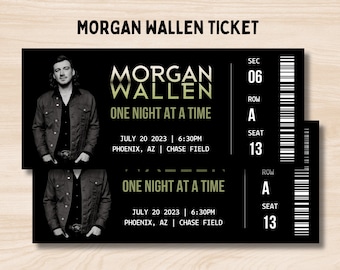 Billet Morgan Wallen, billet de tournée One Night at a Time, cadeau de billet de concert Morgan Wallen modifiable, billet Surprise Morgan Wallen