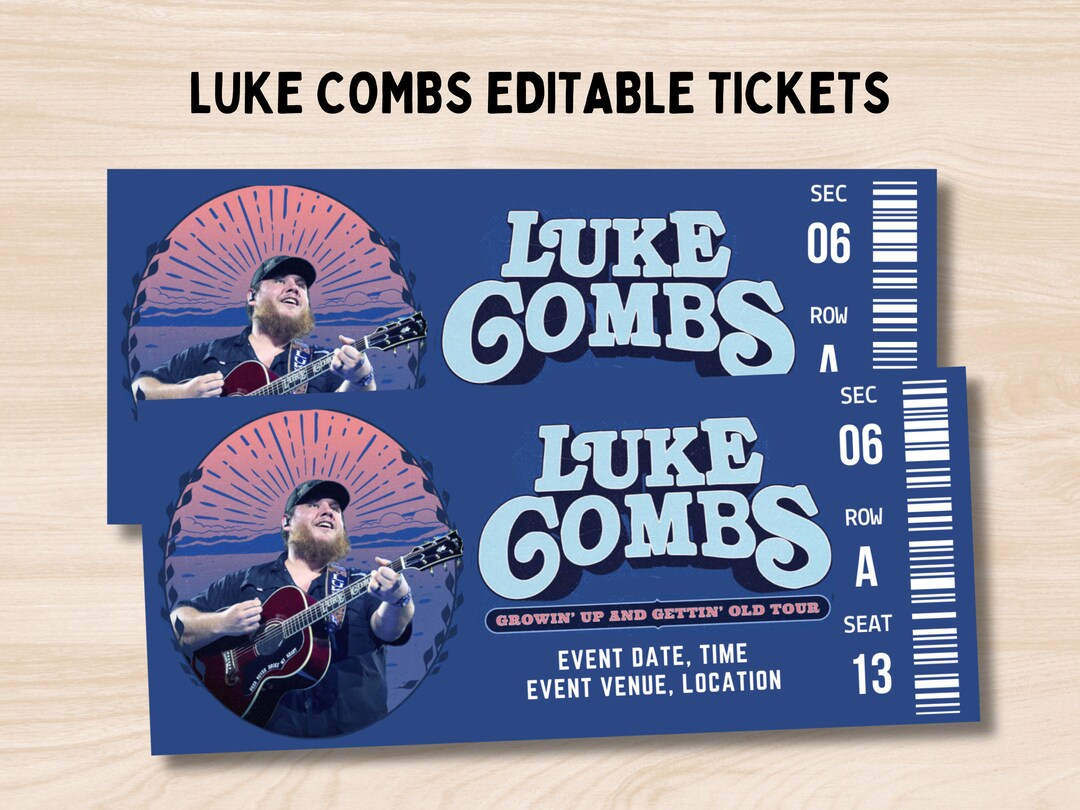 Luke Combs Tour 2024 Ticket Growin' up and Gettin' Etsy New Zealand