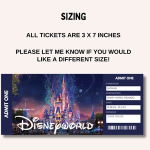 Disneyland Ticket, Disneyworld Ticket, Editable Ticket, Surprise Reveal Ticket Gift, Surprise Disneyland, Theme Park Ticket image 7