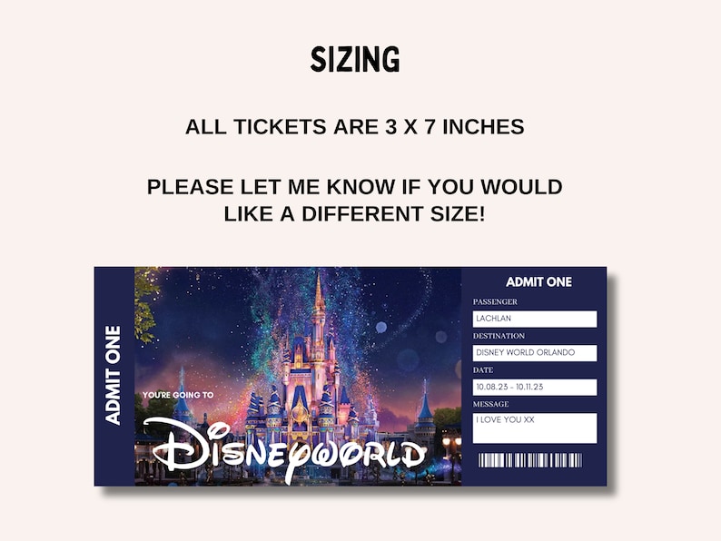 Disneyland Ticket, Disneyworld Ticket, Editable Ticket, Surprise Reveal Ticket Gift, Surprise Disneyland, Theme Park Ticket image 7