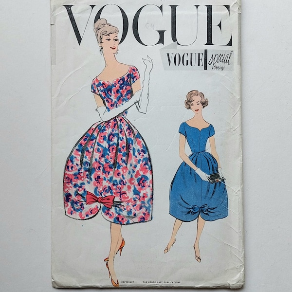 Vintage 1950s Evening Dress Sewing Pattern, Vogue Special Design S-4853 Pattern, 50s Cocktail Dress, Sweetheart Neckline, Size 12 Bust 32