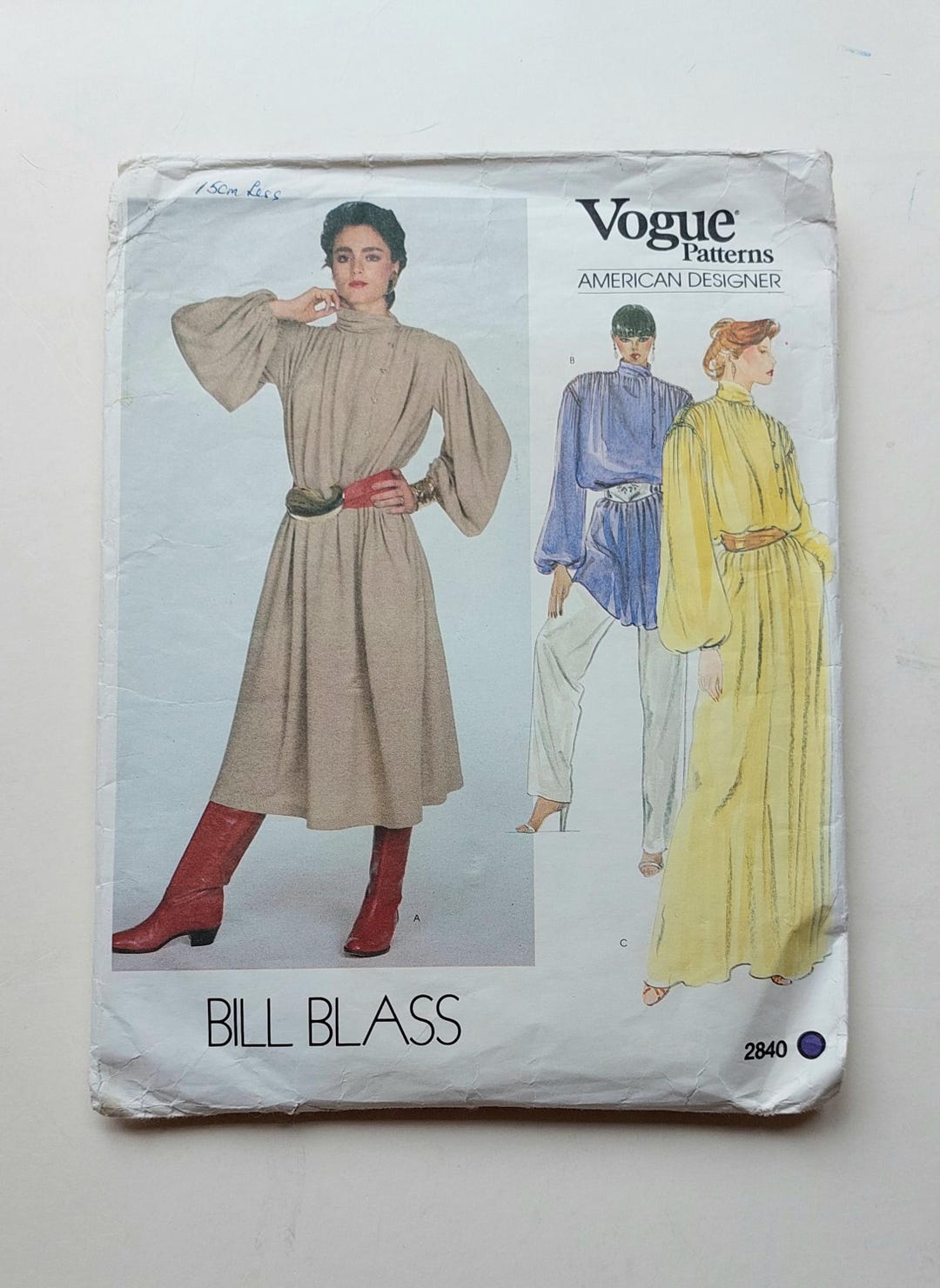 80s Vogue 2840 Loose Fitting Tunic Dress Sewing Pattern, Long Tunic ...