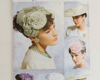 1950s Ladies Hats & Fascinators Sewing Pattern, Vogue Accessories V8052 Pattern, Pill Box Hat, Cartwheel Hat, Vintage Millinery Hats, Uncut