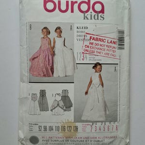 Burda 9517 Girls Child's Formal Dress Sewing Pattern, Flower Girls Dress Girl's Basque Waist Princess Dress, Size 2-8 Years