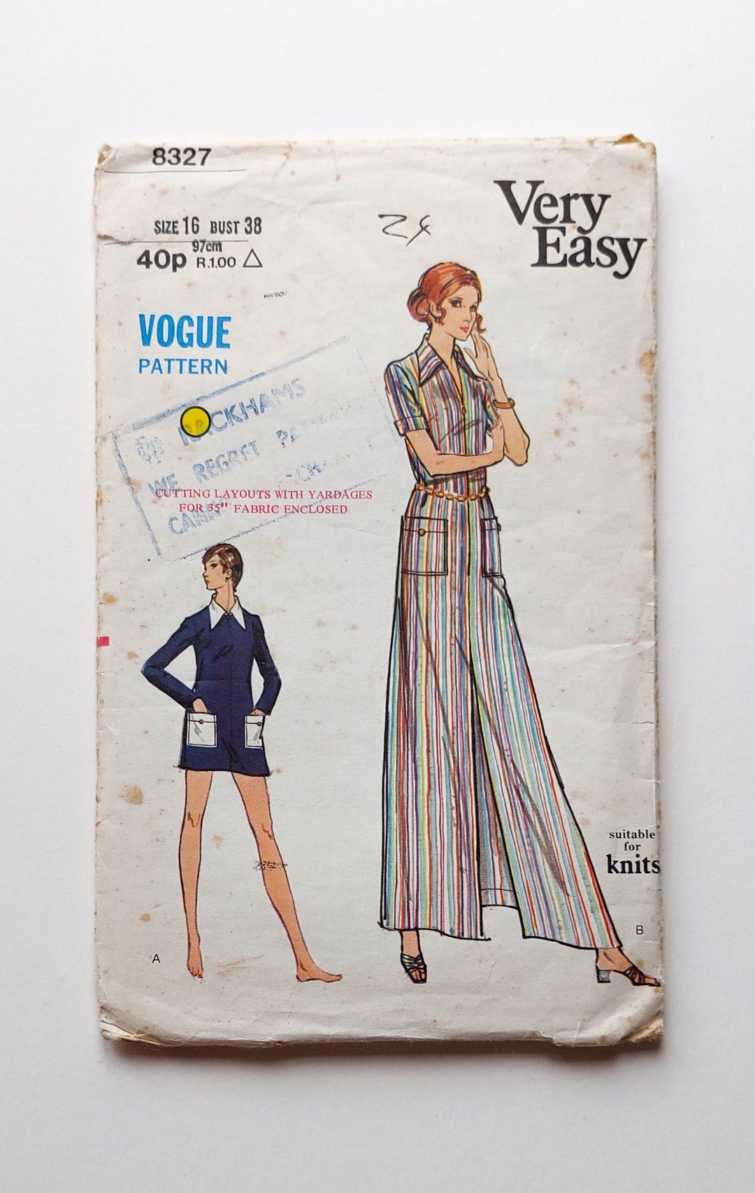 70s Vogue Beach Coverup Sewing Pattern, Micro Mini or Maxi Length Zip