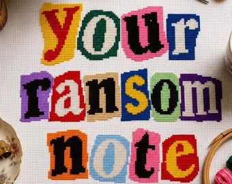 Custom Ransom Note Cross Stitch Pattern — Personalized Quote Design, Retro Alphabet Typography Needlepoint PDF