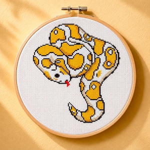 Schattige bal python slang bladwijzer kruissteekpatroon 87 x 100 (compatibel met patroonhouder)