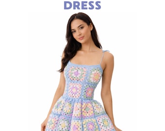 Grandma Square Dress Häkelanleitung PDF, Boho Sommerkleid Anleitung (Instant Download)