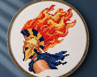 Odyssey Flaming Helmet Cross Stitch Pattern – Greek Warrior Crest (PDF)