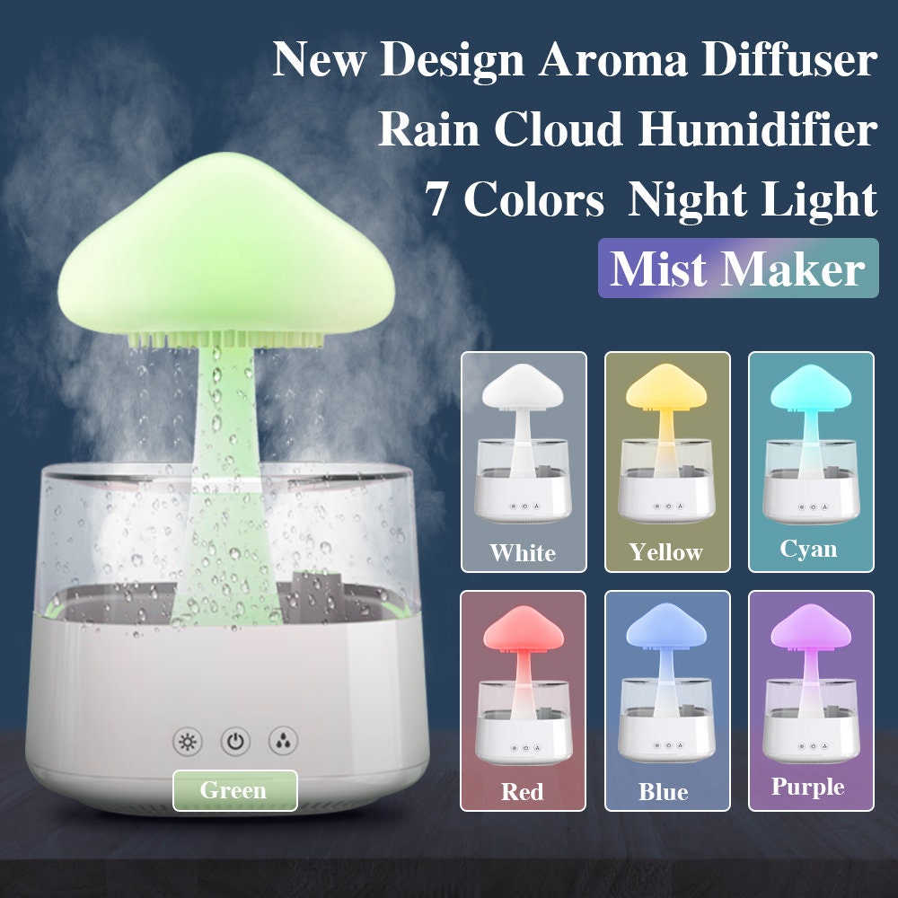 2-in-1 Desk Humidifier Rain Cloud Aromatherapy Essential Oil Zen