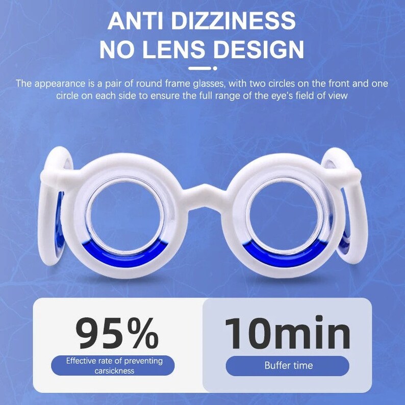 Lightweight Travel Sickness Glasses Lensless, Compact & Portable Nausea