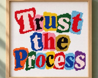 Trust The Process Cross Stitch Pattern, Ransom Note Quote PDF