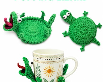 Popping Lizard Untersetzer Häkelanleitung, Viral TikTok Mug Rug, anfängerfreundlich (PDF Download)