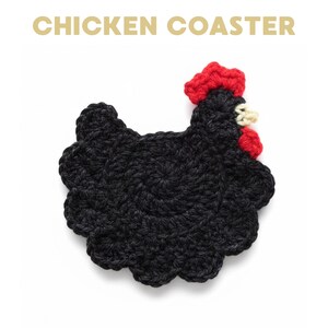 Chicken Coaster Crochet Pattern PDF, Cute Hen Mug Rug Tutorial, Farmhouse Kitchen Decor DIY, FUN Homesteader Gift, Instant Download