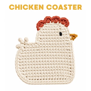 Chicken Coaster Crochet Pattern PDF, Cute Hen Mug Rug Tutorial, Farmhouse Kitchen Decor DIY, FUN Homesteader Gift, Instant Download