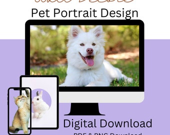 Digital Downloads Portrait Pet Portrait, Personalized Dog Illustration, Dog Cat Wall Art,  Pet Memorial Ideas, Digital, Pet Art
