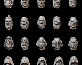 Cabeças de Cruzada dos Fuzileiros Navais x20 - Conjunto 1 - 28 mm para jogos de mesa - GreyTide Studio