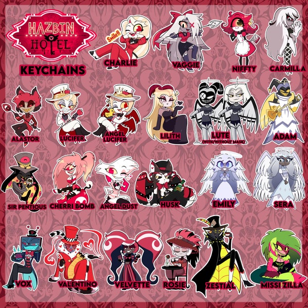KEYCHAIN [PRE-ORDER] - Hazbin Hotel Characters // Alastor, Lucifer, Charlie, Lilith, Vaggie, Husk, Angel Dust, Niffty, Sir Pentious + More