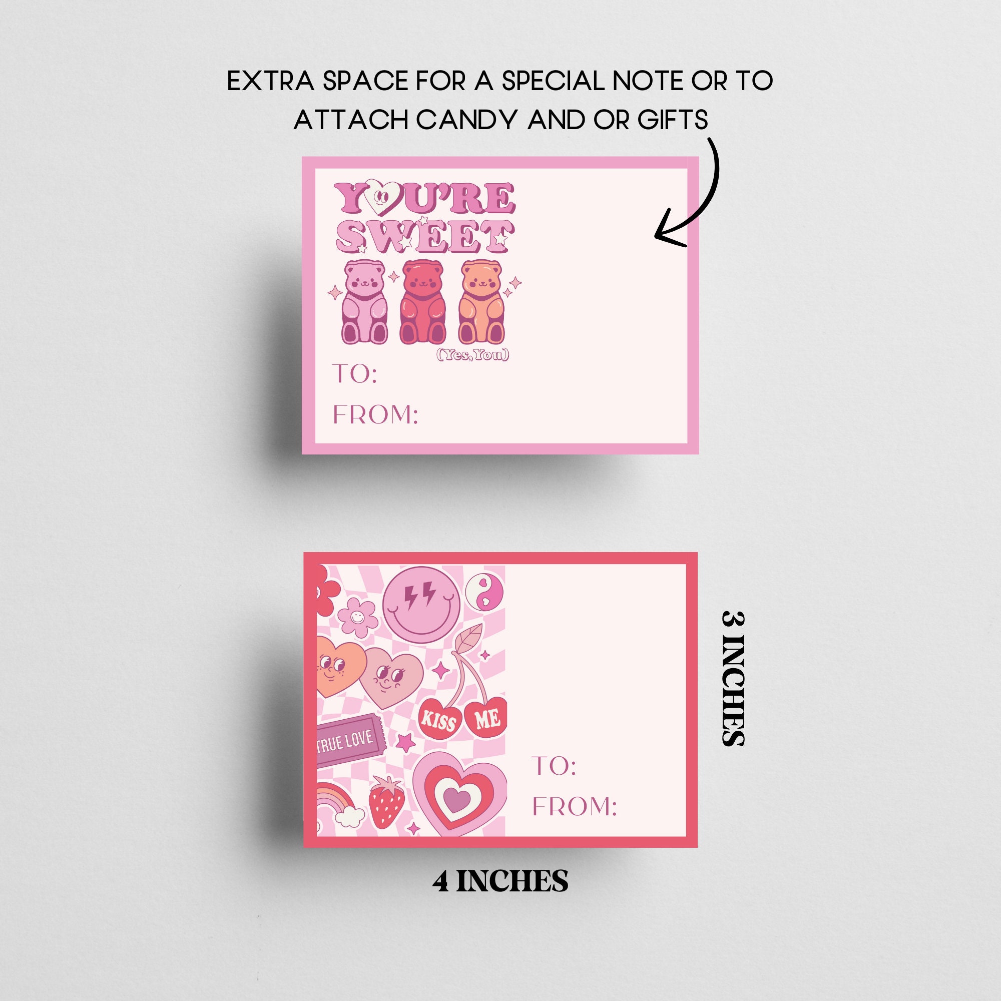 Retro Valentine Cards Printable PDF Instant Digital Download 4x3 Inch ...