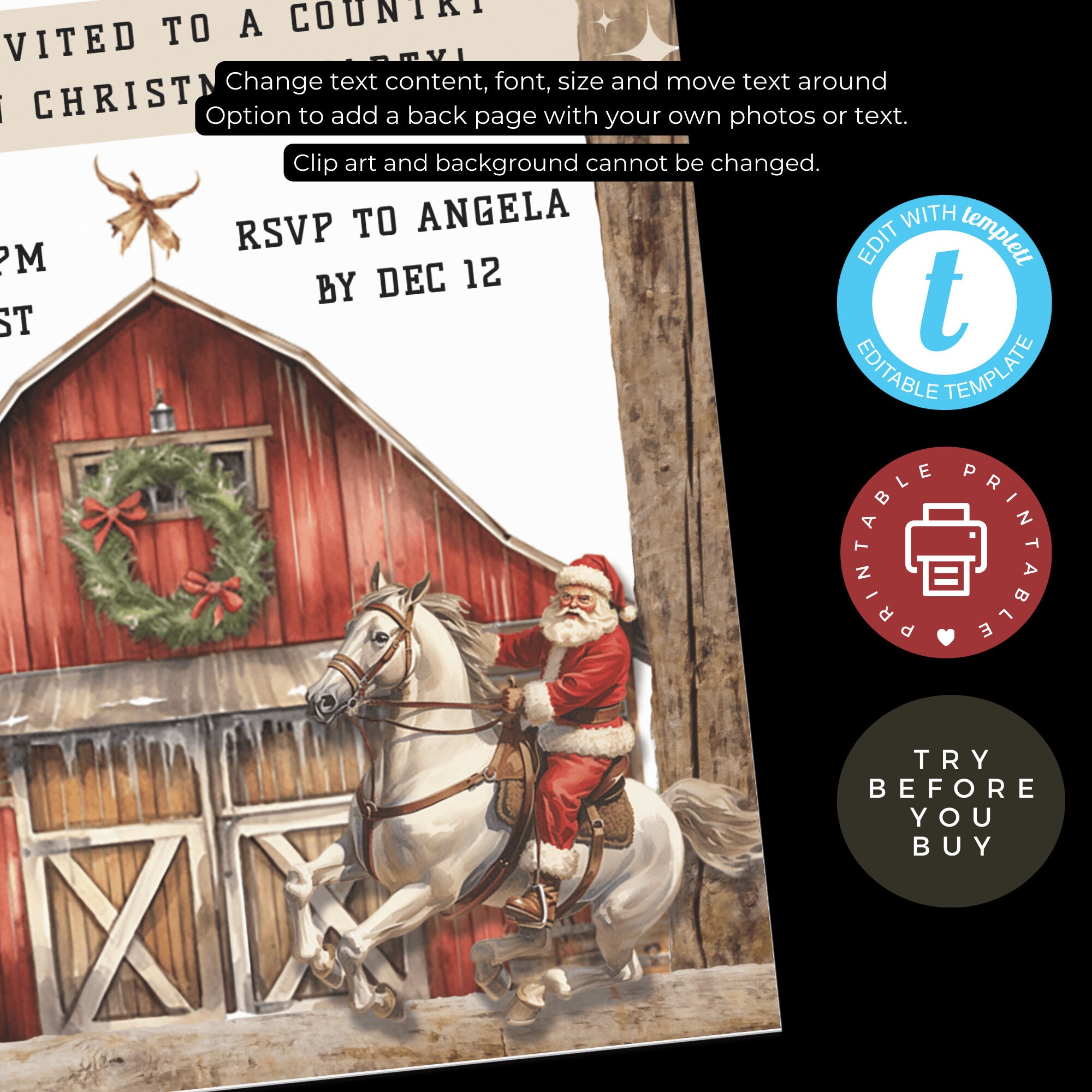 Western Holiday Party Invite, Country Western Christmas Party, Holiday ...