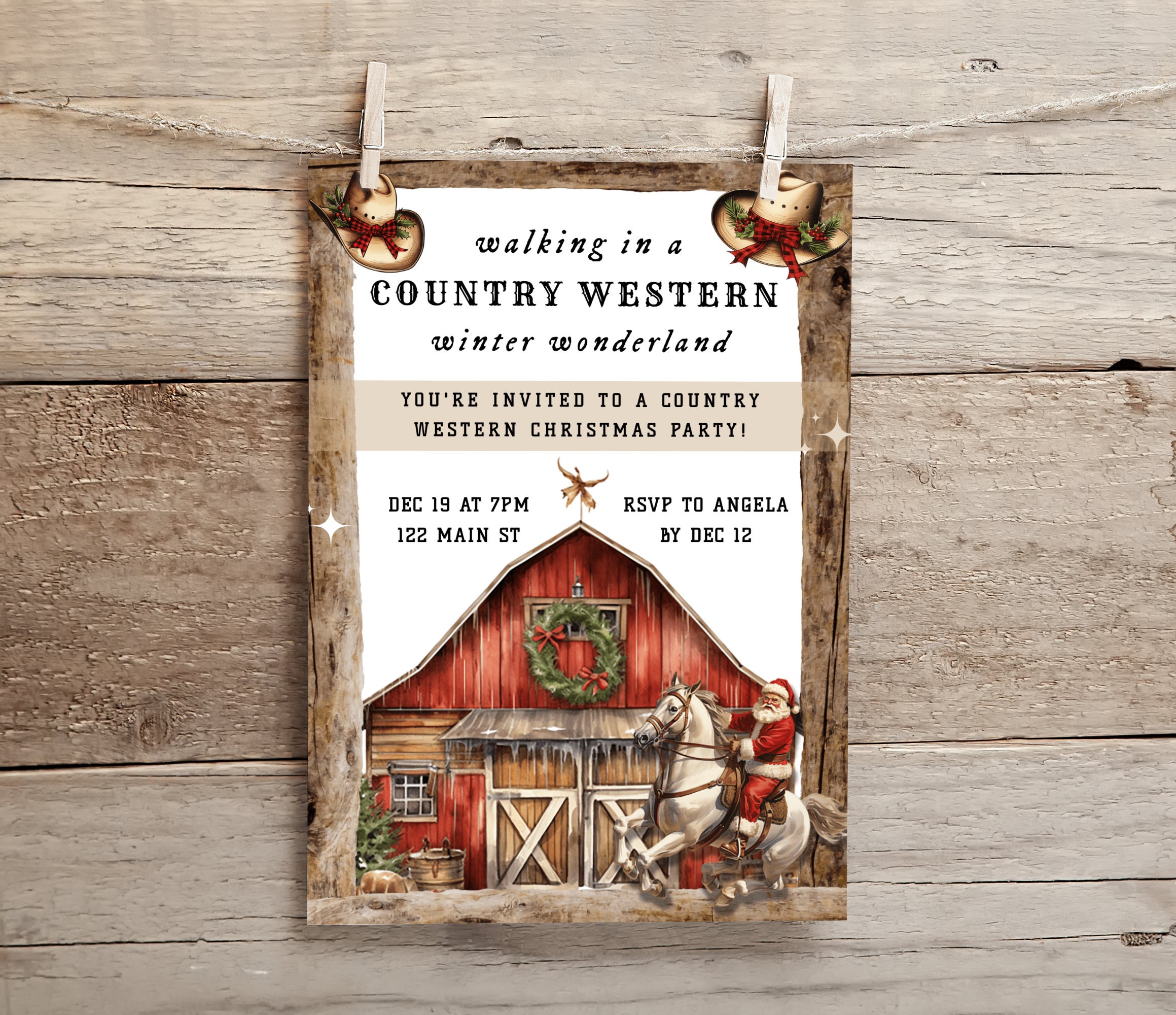 Western Holiday Party Invite, Country Western Christmas Party, Holiday ...