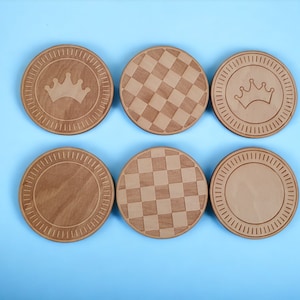 Checkers Coasters Classic Board Game Decor Gameboard Drink Mats Board Game Enthusiast Gift Checkers Strategy Game Gift for Gamers Game Night