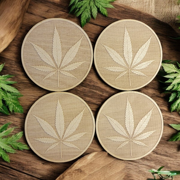 Cannabis Folha Porta-copos de madeira da Craftygiftsplace