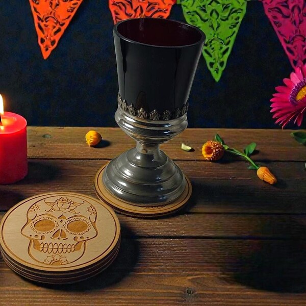 Sugar Skull Porta-copos de madeira da Craftygiftsplace