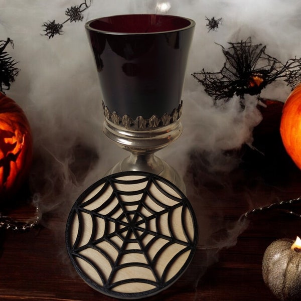 Hand-Painted Spiderweb Porta-copos de madeira da Craftygiftsplace
