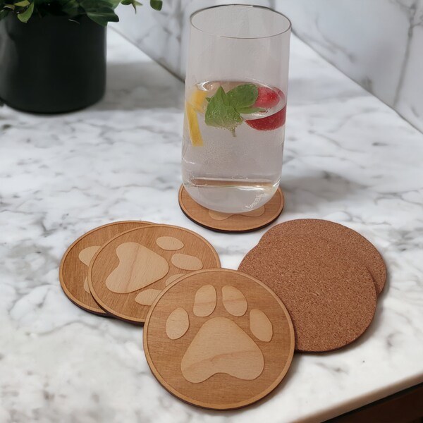 Porta-copos de madeira pata de cão da Craftygiftsplace