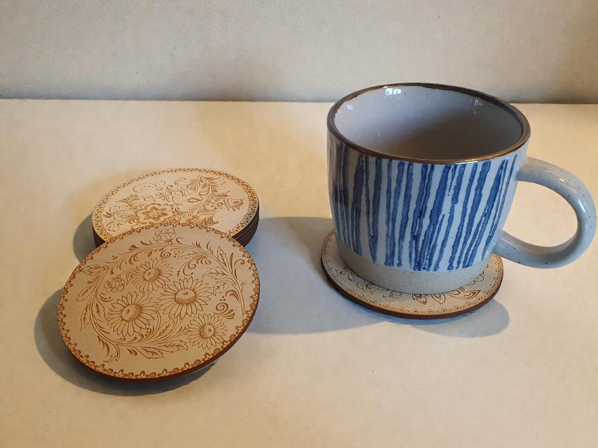 Bloemen houten onderzetters van Craftygiftsplace