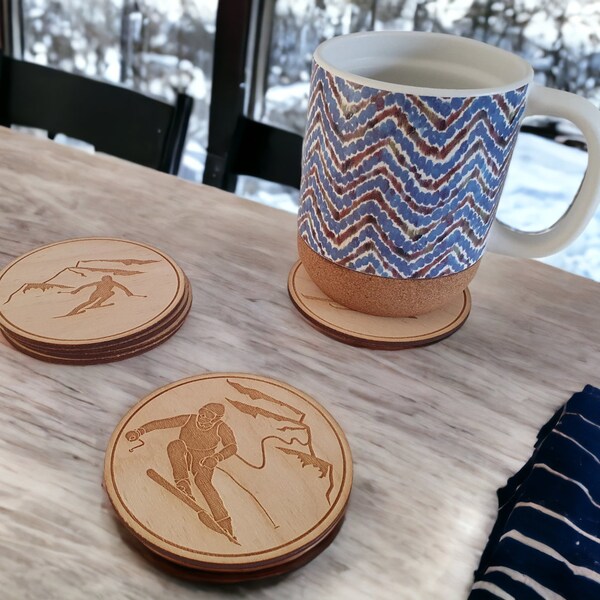 Ski Lodge Porta-copos de madeira da Craftygiftsplace